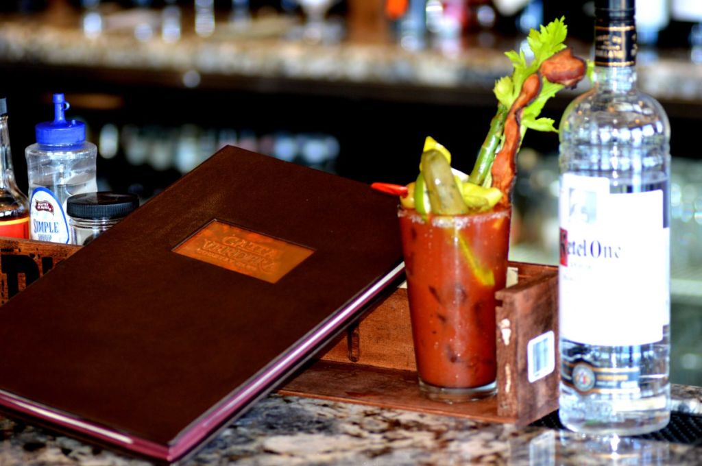 Menu and drink at the bar